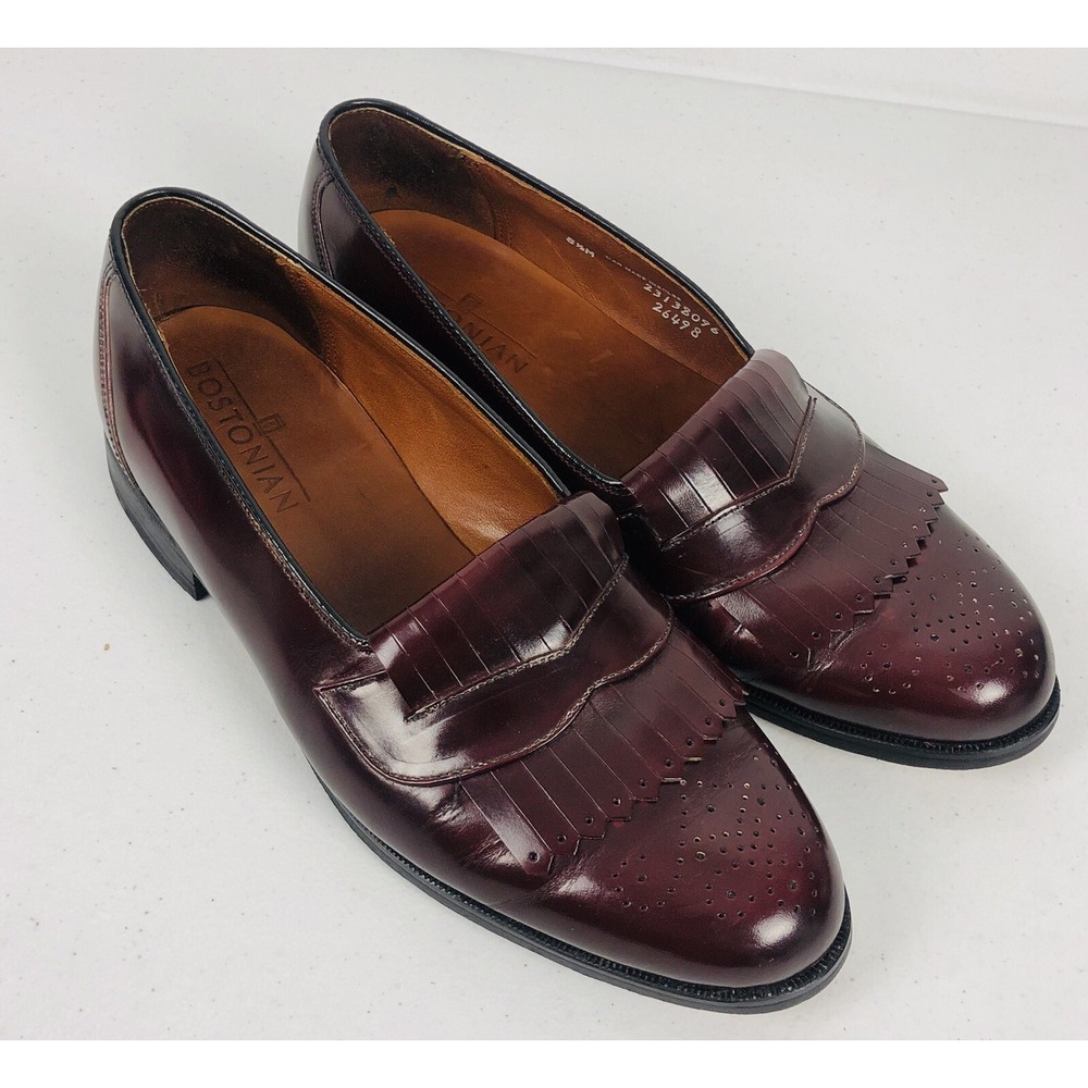 Bostonian Mens 8.5 M Loafers Burgundy Loafers Made In USA Leather Slip Ons